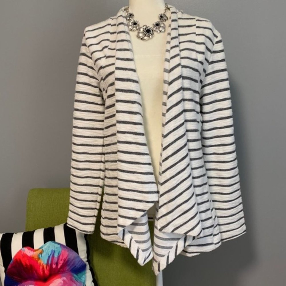 Foxcroft Striped Waterfall Cardigan Sweater